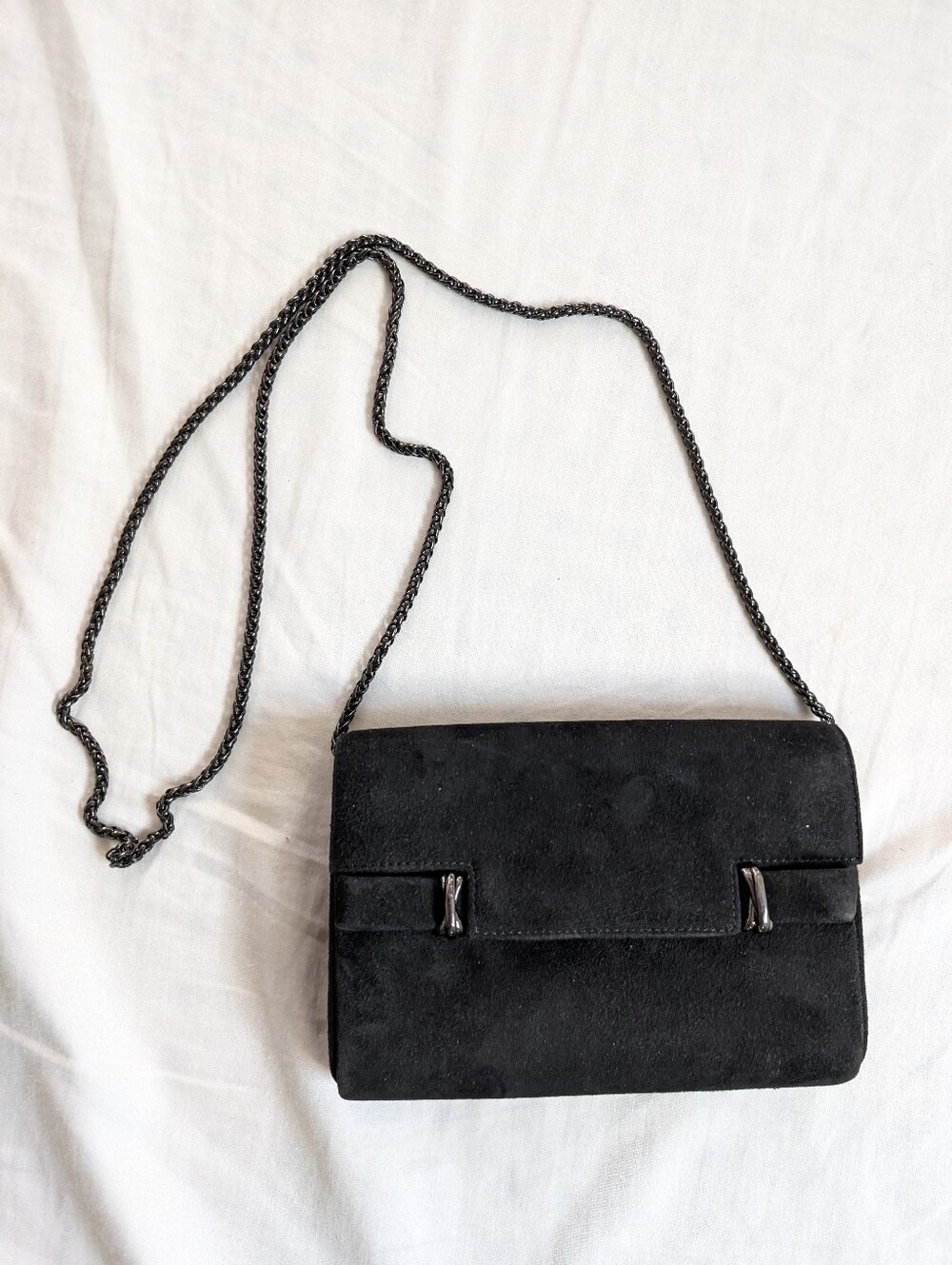 RODO Italy Vtg Small Black Suede Velvet Evening Shoulder Bag Purse Clutch